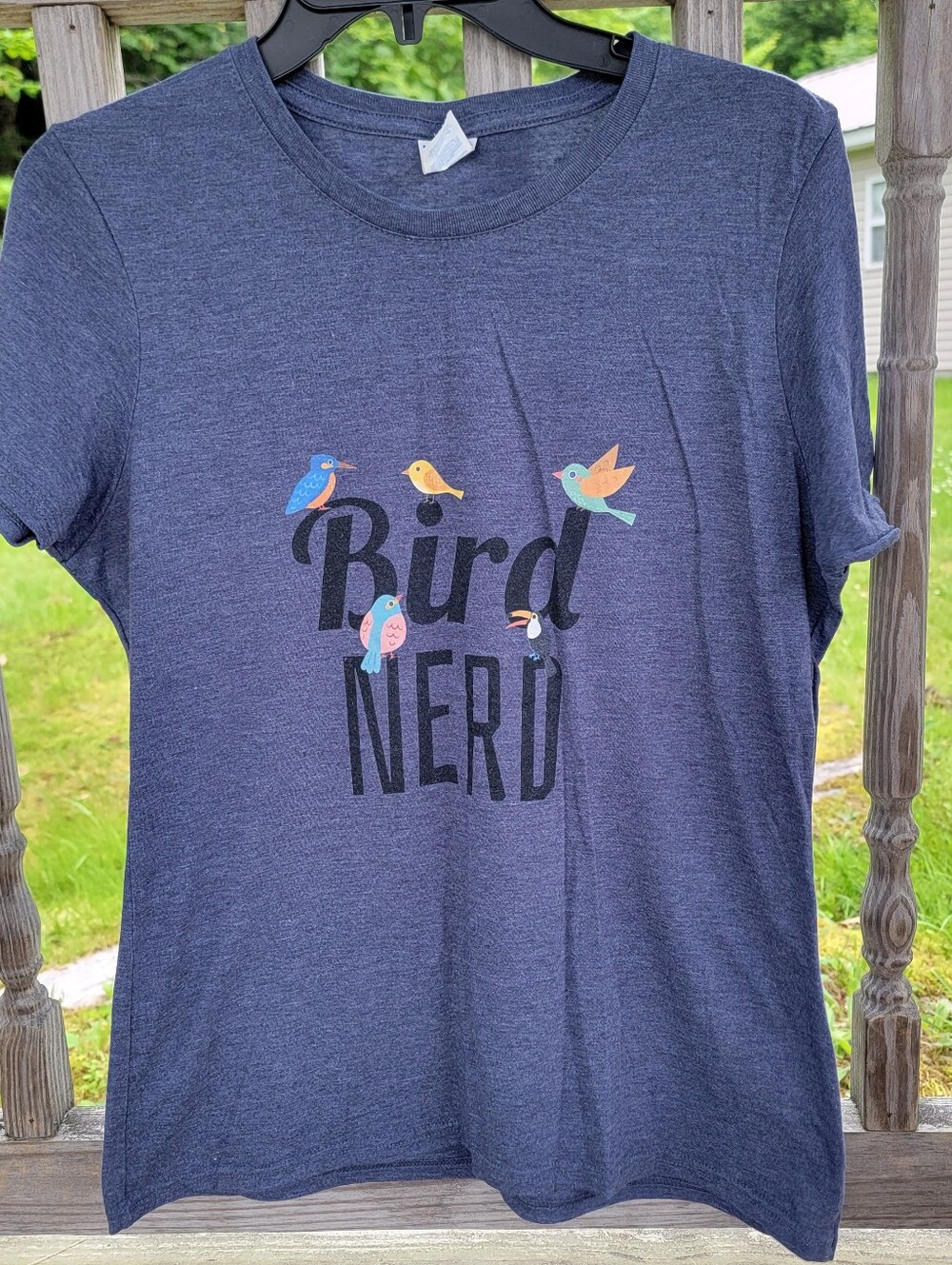 Bird Nerd women's T-shirt - navy blue size Medium - Port and Company